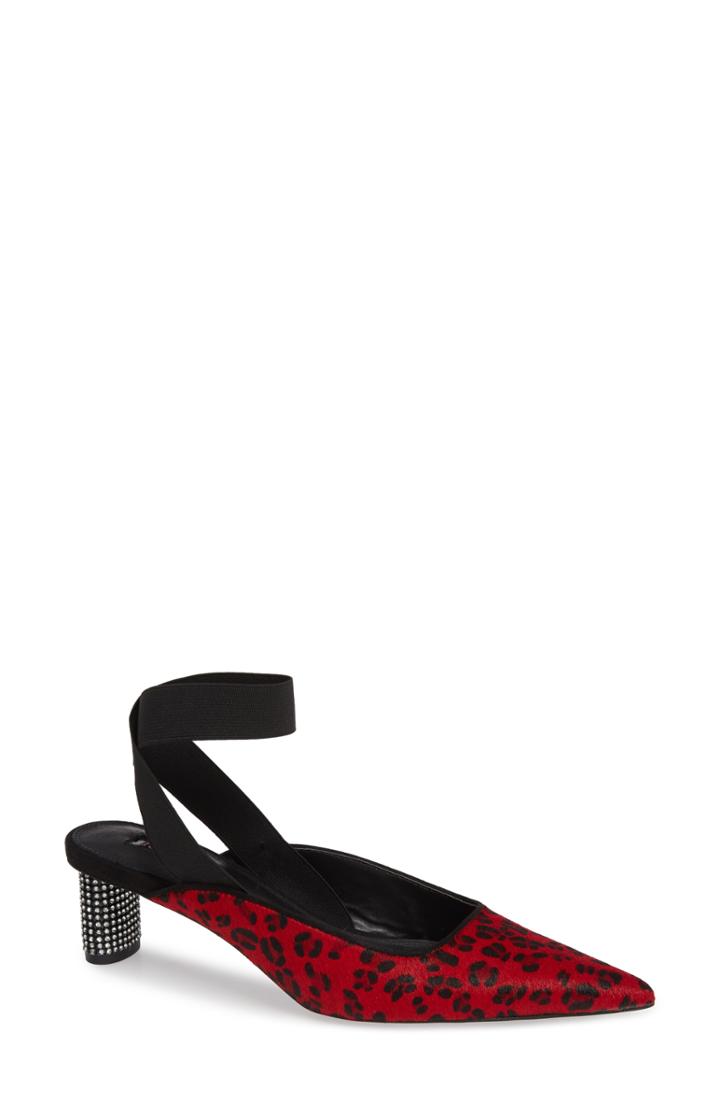 Women's Topshop Jax Embellished Wraparound Genuine Calf Hair Pump .5us / 36eu M - Red