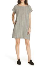 Women's Eileen Fisher Stripe Hemp & Organic Cotton Shift Dress, Size - Grey