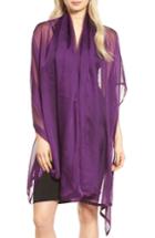 Women's Glint Satin Border Silk Wrap, Size - Purple