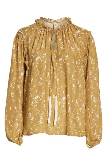Women's Dolan Split Neck Tassel Tie Silk Blouse, Size - Yellow