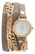 Women's La Mer Collections Leather & Chain Wrap Watch, 35mm