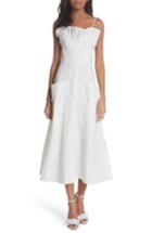 Women's Rebecca Taylor Ruffled Stripe Midi Dress - Blue