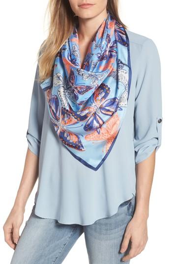 Women's Echo Butterfly Silk Scarf, Size - Blue