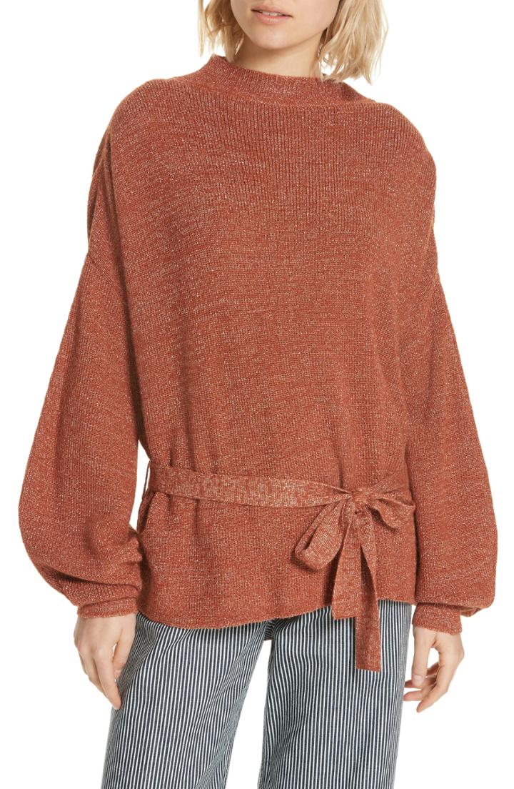 Women's Apiece Apart Arkestra Metallic Balloon Sleeve Top - Black