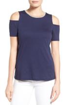 Women's Michael Michael Kors Metallic Crewneck Cold Shoulder Top - Blue