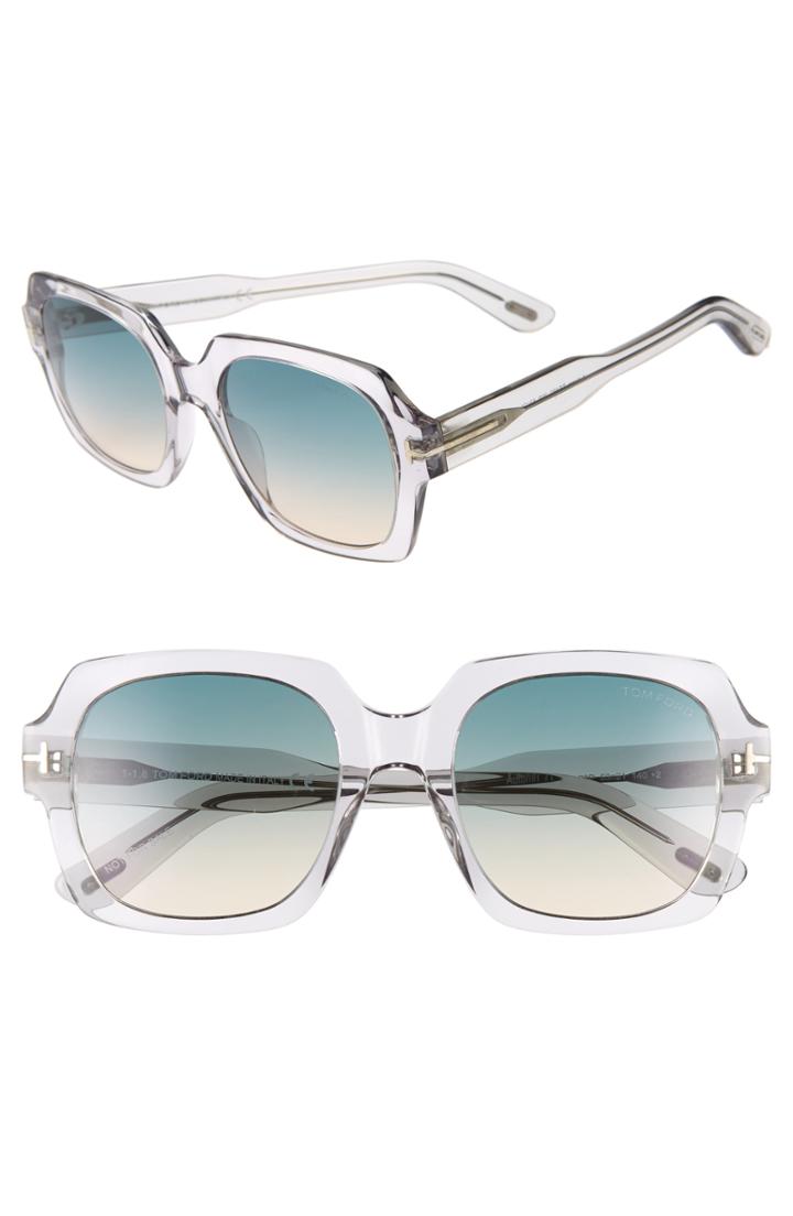 Women's Tom Ford Autumn 53mm Square Sunglasses - Grey/ Turquoise To Sand