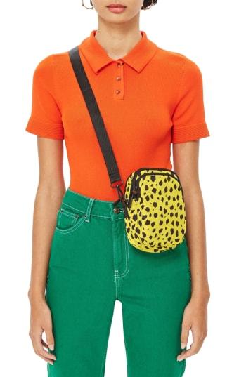 Topshop Leopard Nylon Pouch - Yellow