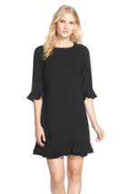 Petite Women's Cece 'kate' Ruffle Hem Shift Dress P - Black