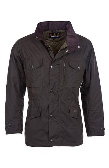 Men's Barbour 'sapper' Regular Fit Waterproof Waxed Cotton Jacket, Size - Green