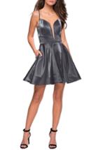 Women's La Femme Satin Fit & Flare Dress (similar To 16w-18w) - Grey