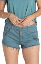 Women's Billabong Buttoned Up Denim Shorts - Blue/green