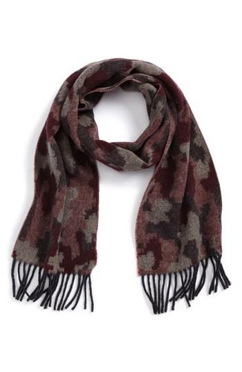 Men's Paul Smith Jacquard Camo Wool & Cashmere Scarf, Size - Burgundy
