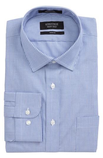 Men's Nordstrom Men's Shop Trim Fit No-iron Check Dress Shirt 32/33 - Black