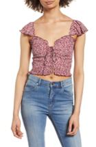 Women's Band Of Gypsies Lace-up Crop Top - Burgundy