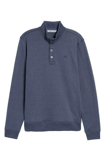 Men's Travis Mathew 'wall' Mock Neck Pullover, Size - Blue
