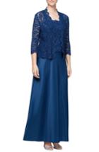 Women's Alex Evenings Sequin Lace Gown & Jacket - Blue