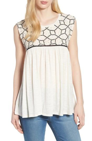 Women's Caslon Mix Lace Knit Tank - Ivory