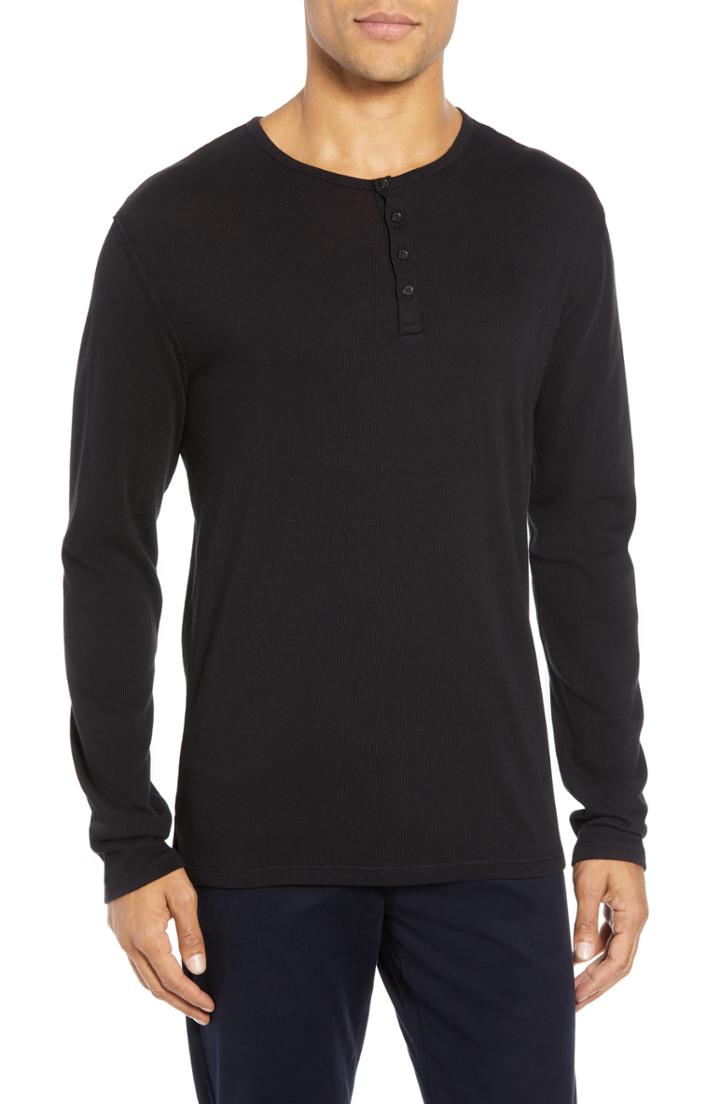 Men's Vince Long Sleeve Henley, Size - Black