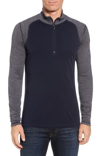 Men's Smartwool Merino 250 Base Layer Pattern Quarter Zip Pullover, Size - Blue