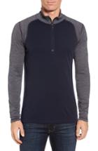 Men's Smartwool Merino 250 Base Layer Pattern Quarter Zip Pullover, Size - Blue