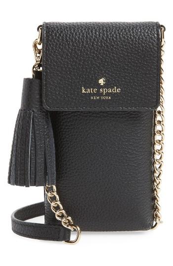 Kate Spade New York North/south Leather Smartphone Crossbody Bag - Black