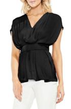 Women's Vince Camuto Empire Waist Hammered Satin Top, Size - Black