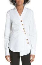 Women's Tibi Asymmetric Large Button Top - White