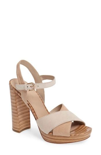 Women's Pour La Victoire Cross Strap Platform Sandal .5 M - Beige
