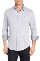 Men's Stone Rose Regular Fit Jacquard Knit Sport Shirt - Grey