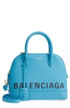 Balenciaga Ville Logo Leather Satchel - Blue