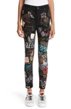 Women's Dolce & Gabbana Graffiti Queen Skinny Jeans Us / 40 It - Black