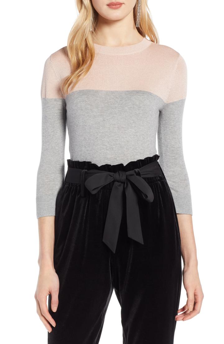 Women's Halogen Colorblock Sweater - Grey