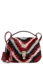 Valentino Garavani Large Pieper Leather & Feather Saddle Bag - Burgundy