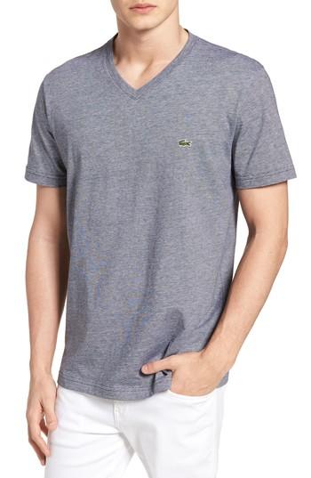 Men's Lacoste V-neck Cotton T-shirt (m) - Blue