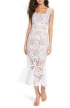 Women's Bronx And Banco Capri Floral Lace Midi Dress - White