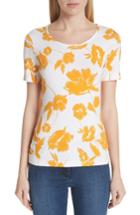 Women's St. John Collection Painted Floral Jersey Tee, Size - Yellow