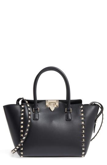 Valentino Garavani Rockstud Small Double Handle Leather Tote - Black