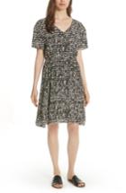 Women's Eileen Fisher Print Silk A-line Dress, Size - Beige