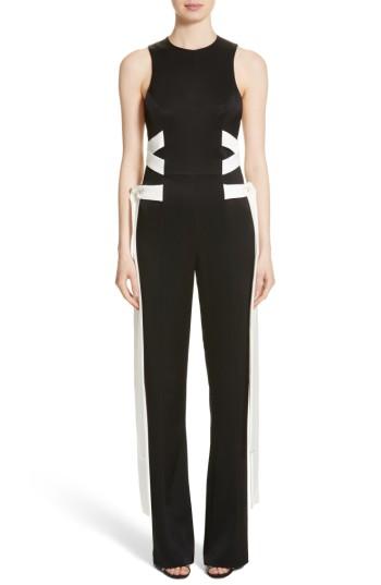 Women's Galvan Lace Up Satin Crepe Jumpsuit