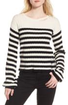 Women's Pam & Gela Destroyed Stripe Sweater - Black