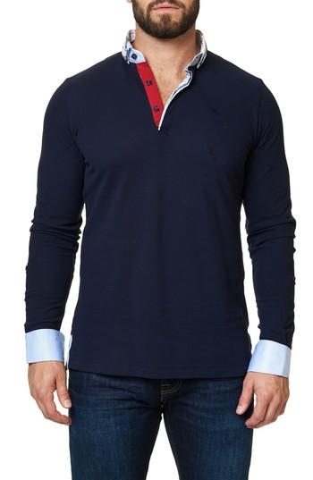 Men's Maceoo Long Sleeve Polo (m) - Blue