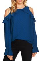 Women's Cece Ruffle Cold Shoulder Top, Size - Blue