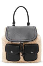 Sole Society Drury Faux Shearling & Faux Leather Backpack - Black