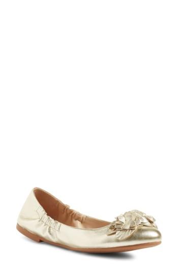 Women's Tory Burch 'blossom' Ballet Flat .5 M - Metallic