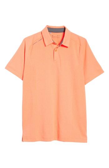Men's Under Armour Threadborne Outer Glow Fit Polo Shirt, Size Small - Coral