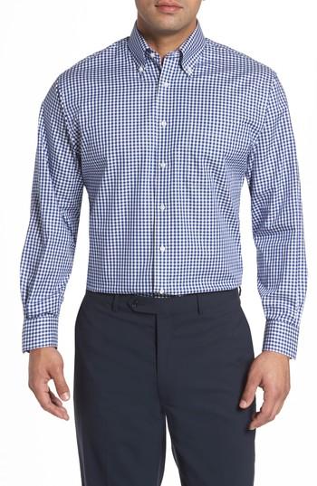 Men's Nordstrom Men's Shop Classic Fit Non-iron Gingham Dress Shirt .5 - 36 - Blue (online Only)