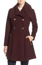 Petite Women's Guess Envelope Collar Double Breasted Coat P - Red