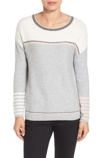 Petite Women's Caslon Button Back Sweater P - Grey