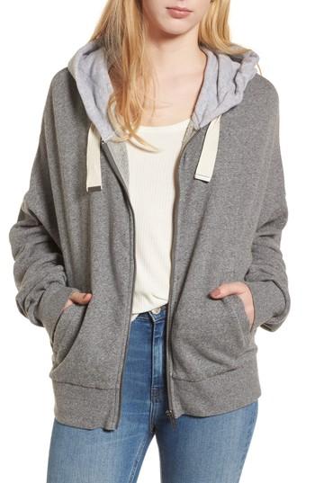 Women's Splendid Ruched Sleeve Hoodie - Grey