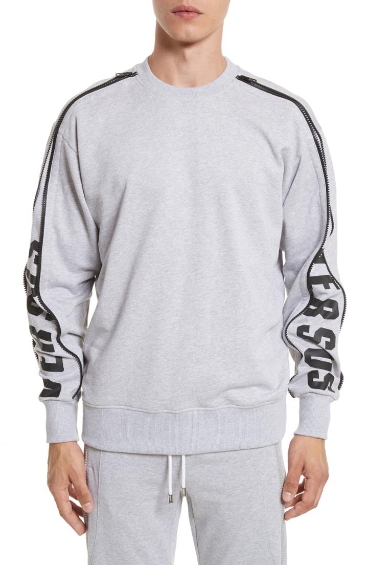 Men's Versus Versace Zip Sleeve Crewneck Sweatshirt